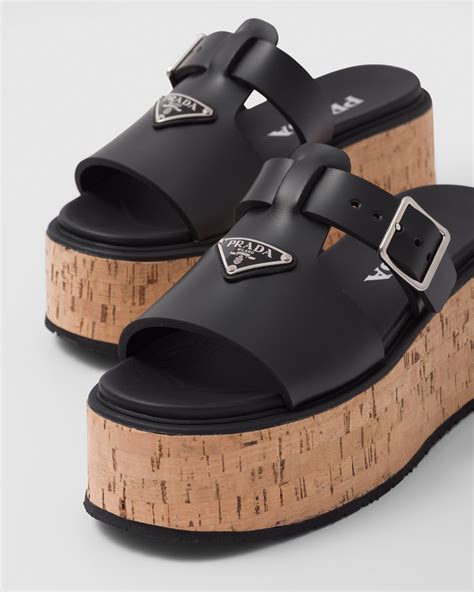 Shop Prada Buckle Strap Platform Sandal 